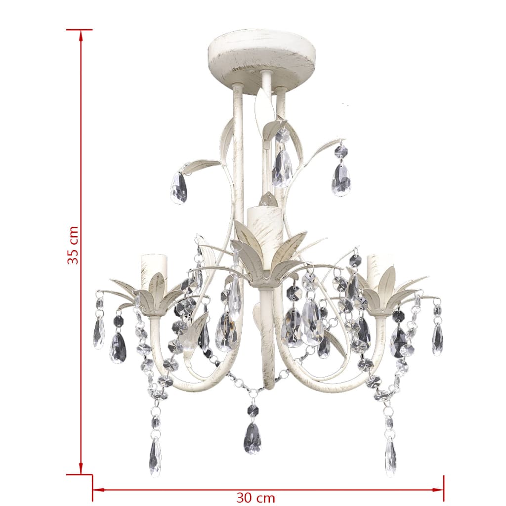 vidaXL Lustre suspendu à cristaux Blanc élégant