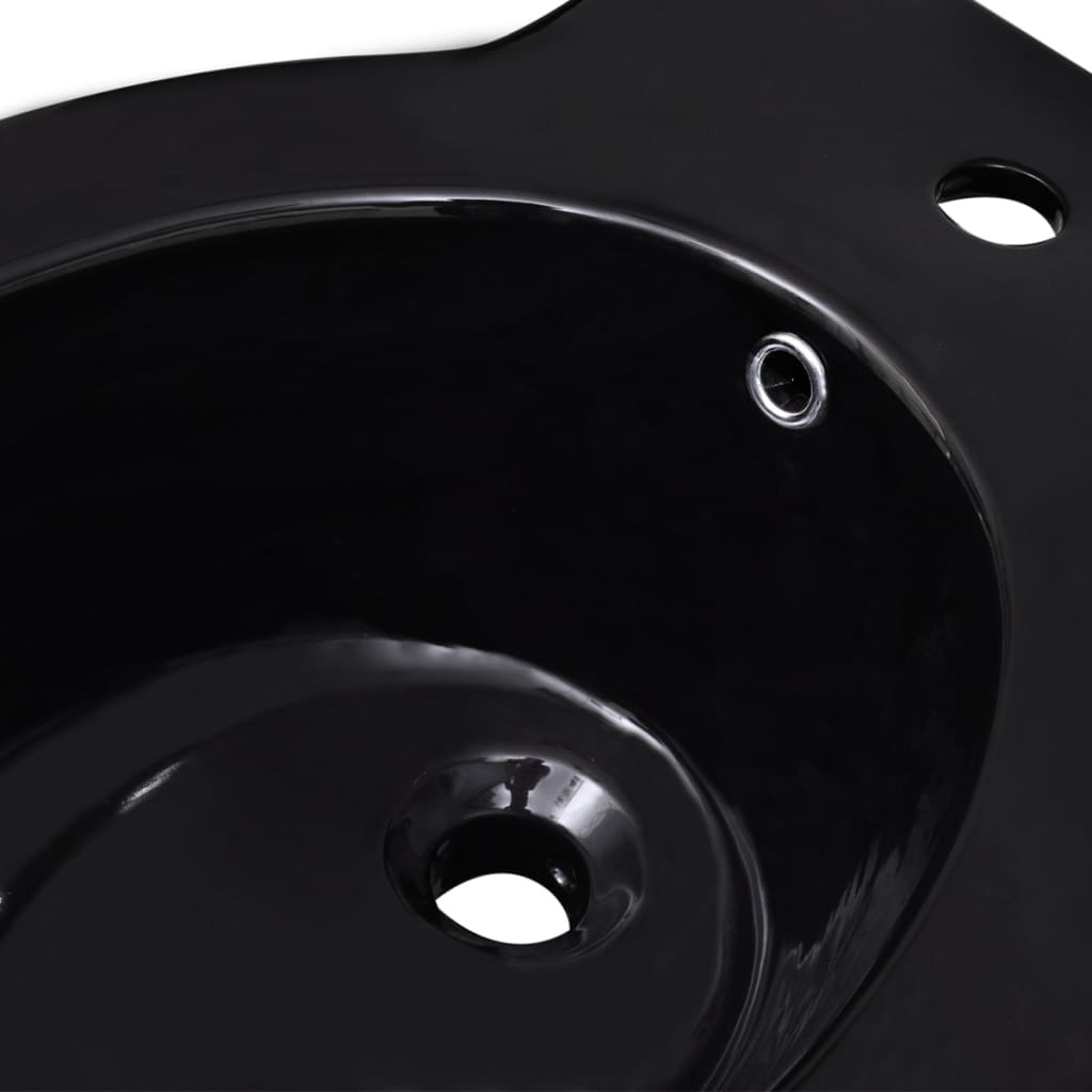 vidaXL Ensemble de toilette et bidet sur pied Noir Céramique