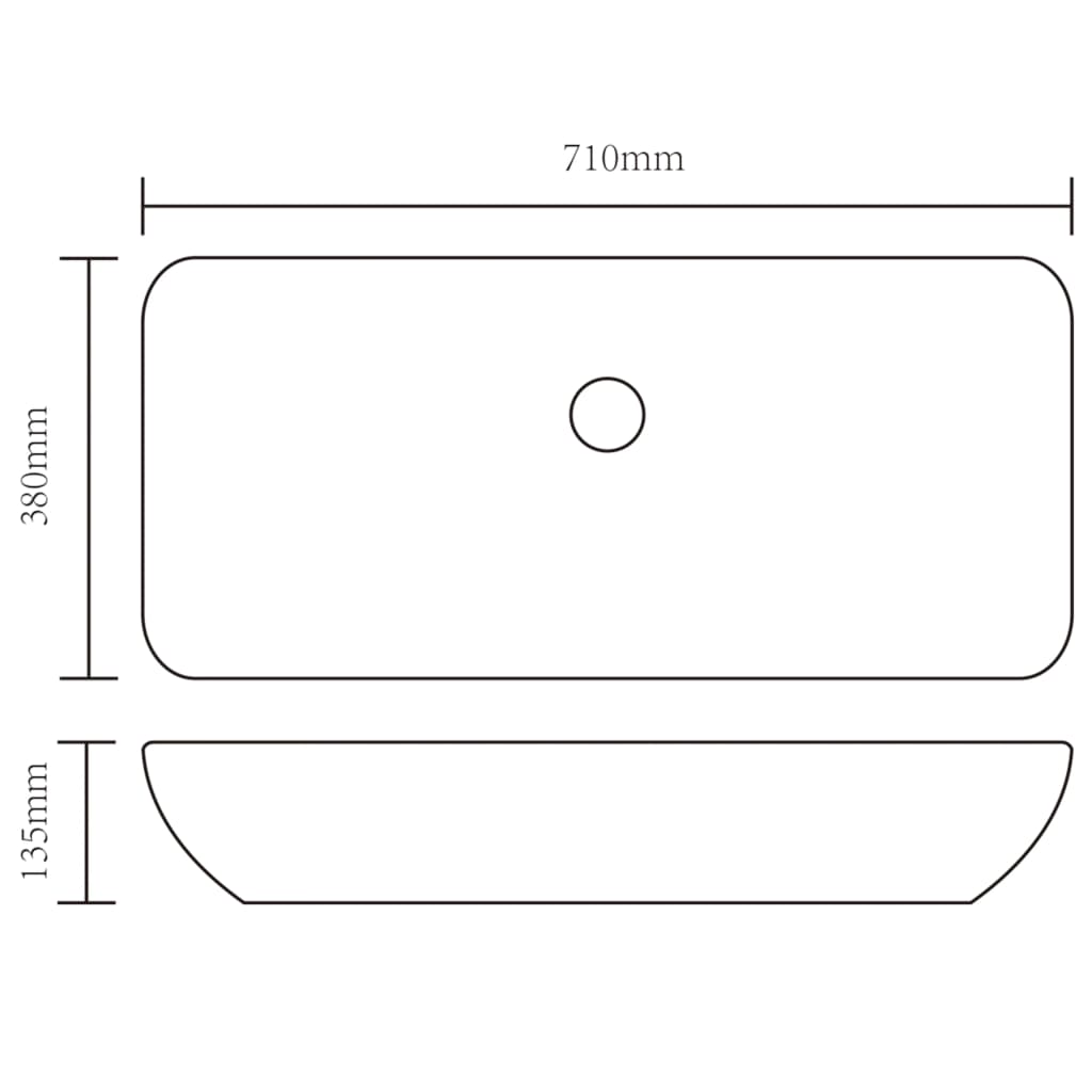 vidaXL Lavabo rectangulaire Céramique Blanc 71 x 39 cm