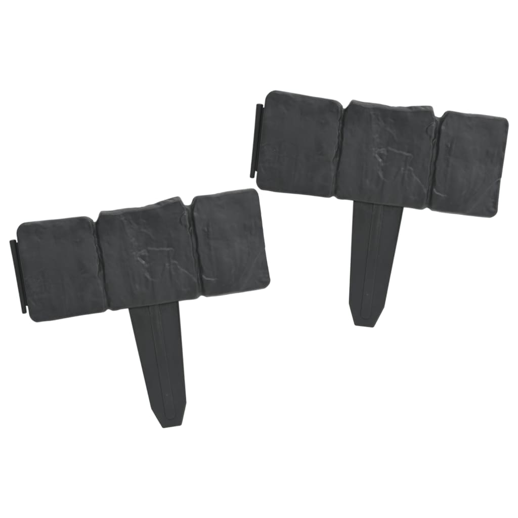 vidaXL Clôture de jardin/pelouse Plastique Aspect de pierre 41 pcs 10m