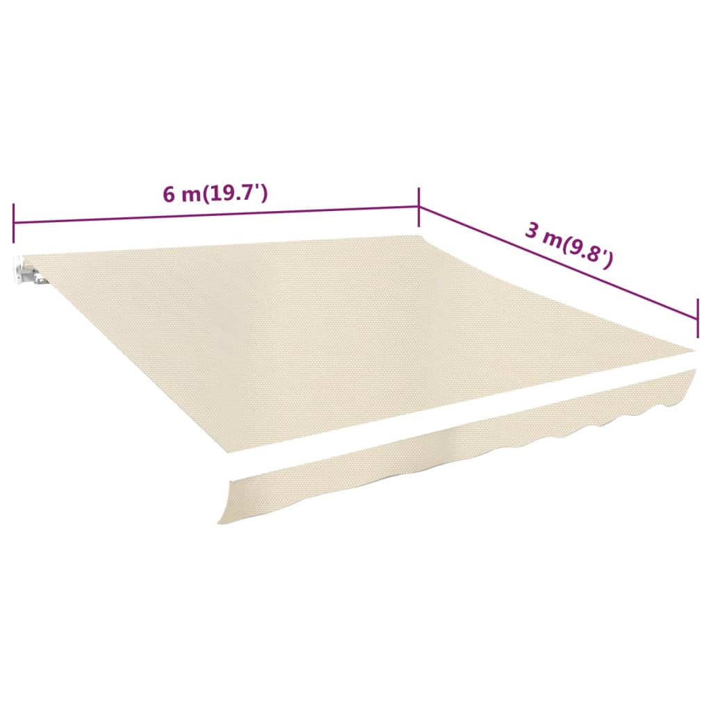 vidaXL Toit d'auvent Toile Crème 6x3 m (Cadre non inclus)