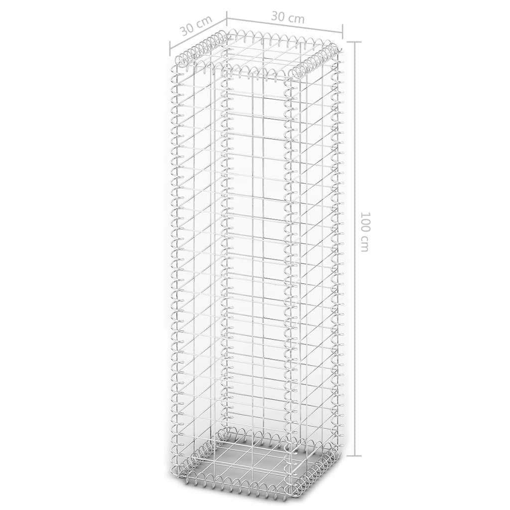 vidaXL Panier de gabion avec couvercle Fil galvanisé 100 x 30 x 30 cm