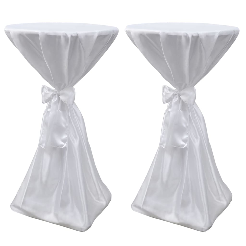 Housse de table blanche avec ruban 70 cm 2 pièces