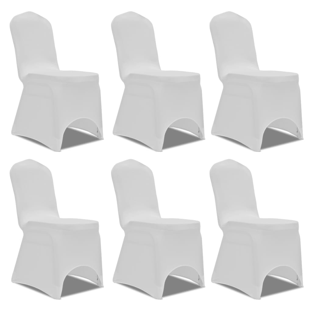 Housse blanche extensible pour chaise 6 pièces