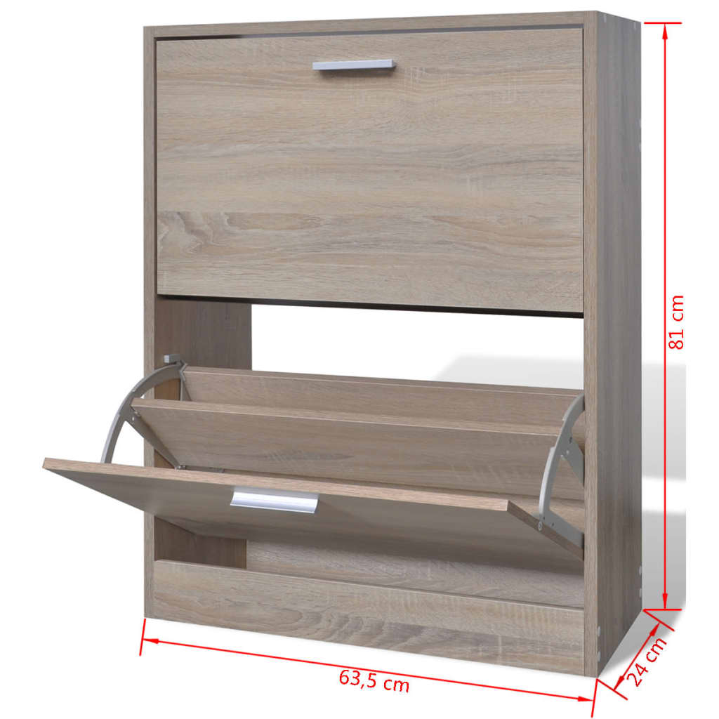 vidaXL Meuble à chaussures en bois avec 2 compartiments Aspect chêne
