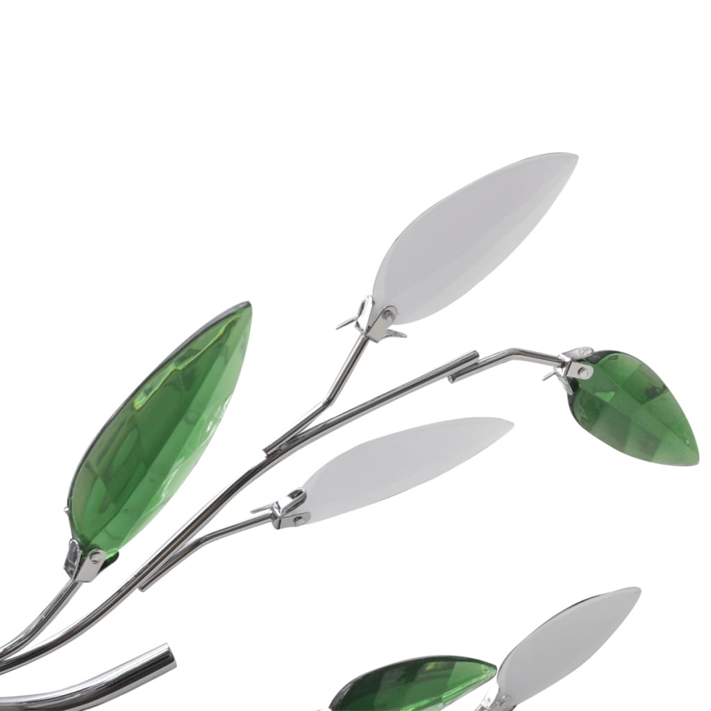Lampe plafond verte et blanche avec bras crystal pour 5 Ampoules E14