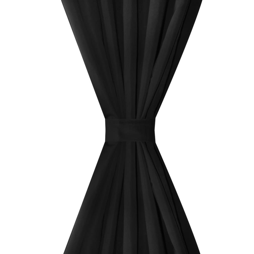 2 pcs Rideau à Passant Micro Satin Noir 140 x 175 cm