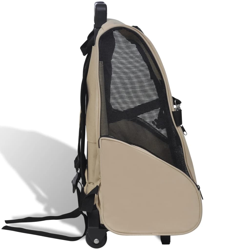 vidaXL Chariot polyvalent pliable pour animaux de compagnie Beige