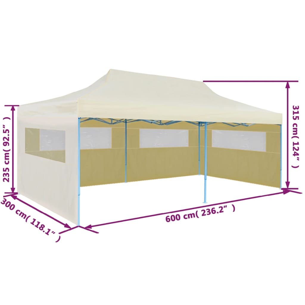 vidaXL Tente de réception pliable crème 3 x 6 m