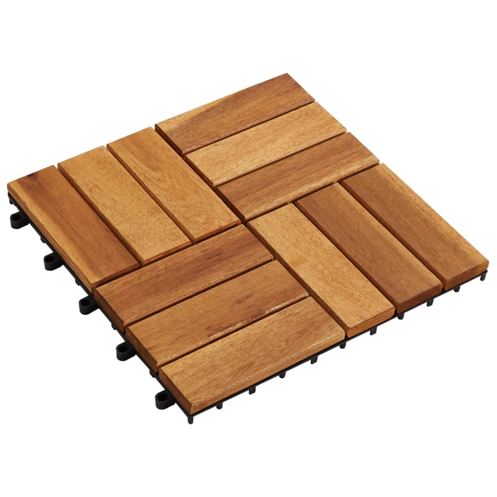 Kit tuiles de plancher en acacia 30 x 30 cm 20 pcs