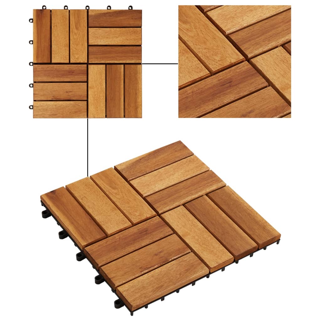Kit tuiles de plancher en acacia 30 x 30 cm 20 pcs