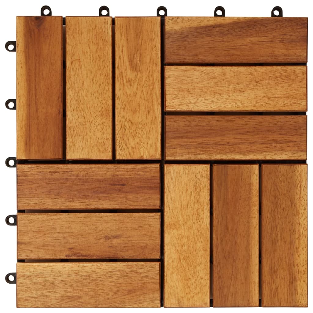Kit tuiles de plancher en acacia 30 x 30 cm 20 pcs
