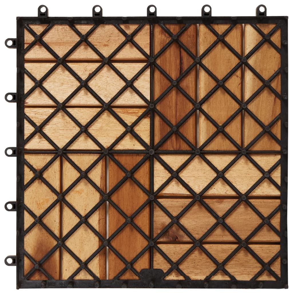 Kit tuiles de plancher en acacia 30 x 30 cm 20 pcs