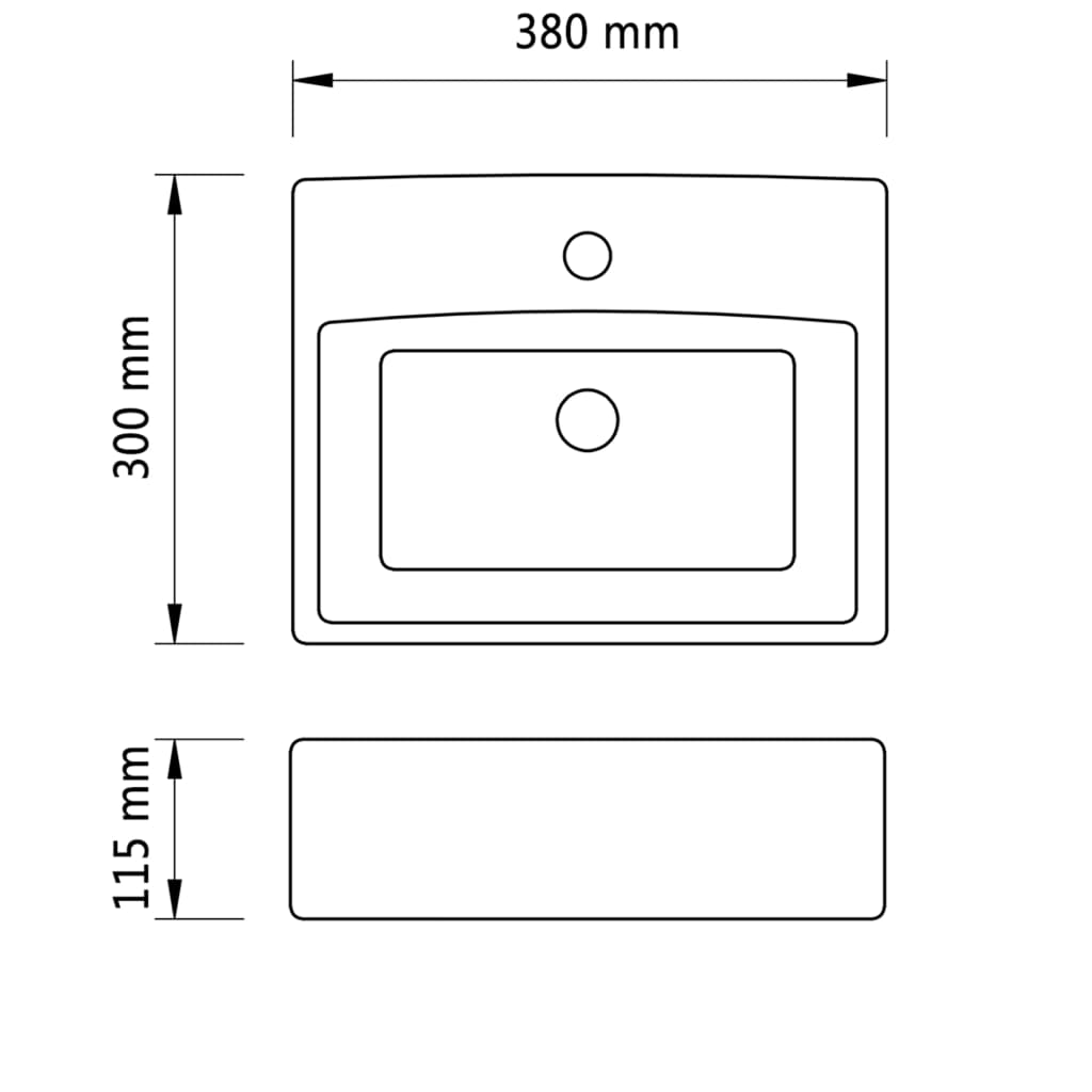 vidaXL Lavabo carré à trou pour robinet Céramique Blanc