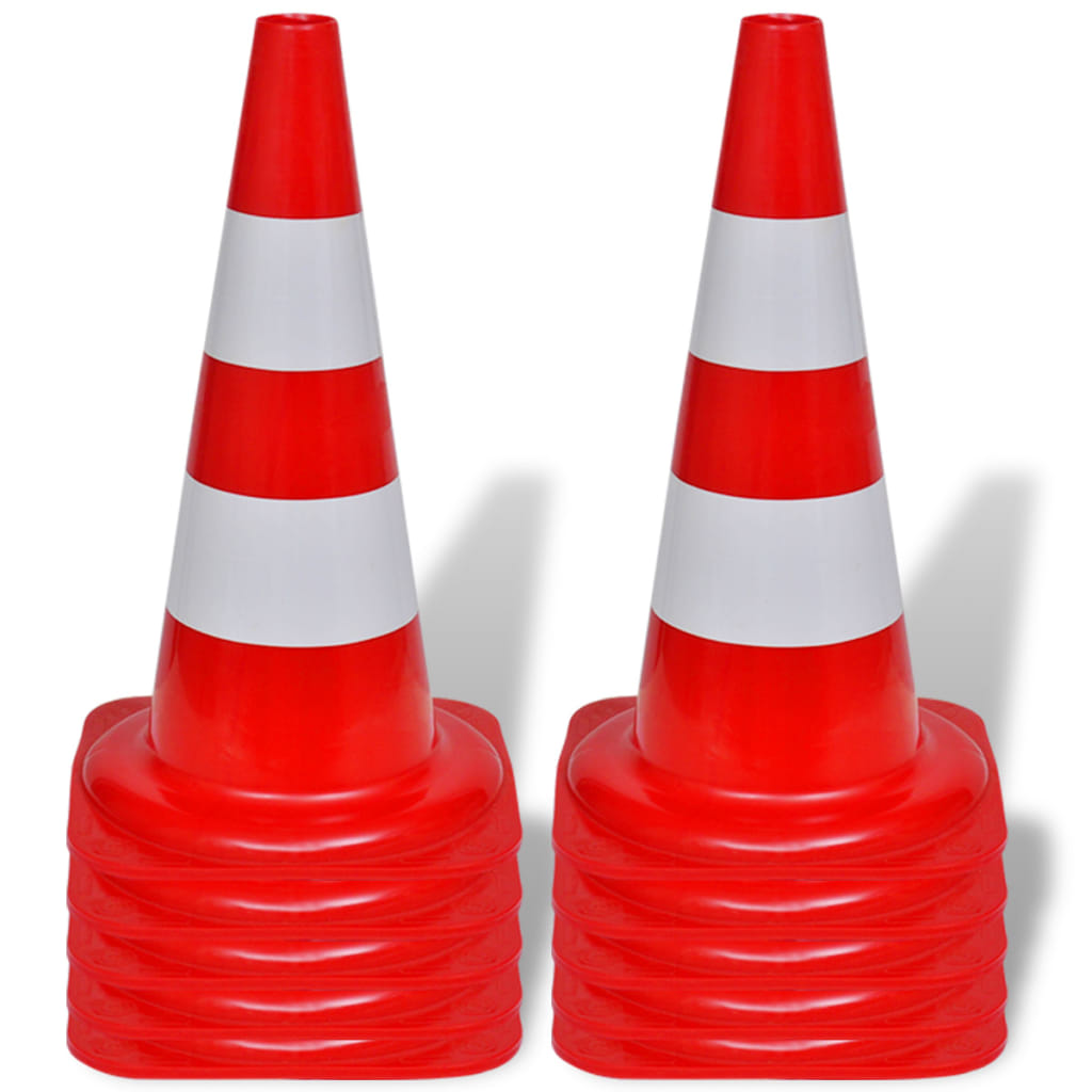 vidaXL Cône de signalisation réfléchissant 10 pcs 50 cm Rouge et blanc