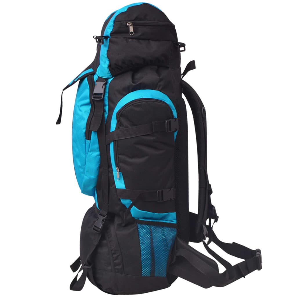 vidaXL Sac à dos de randonnée XXL 75 L Noir et bleu