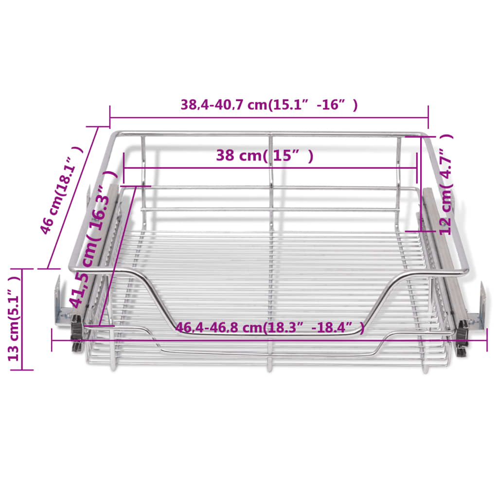 vidaXL Panier en treillis métallique 2 pcs 500 mm Argenté