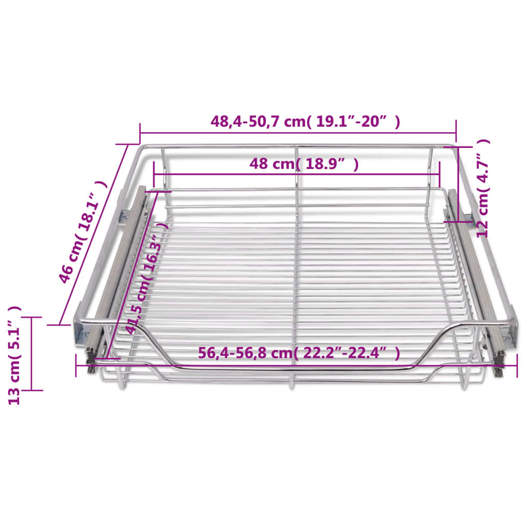 vidaXL Panier en treillis métallique 2 pcs 600 mm Argenté