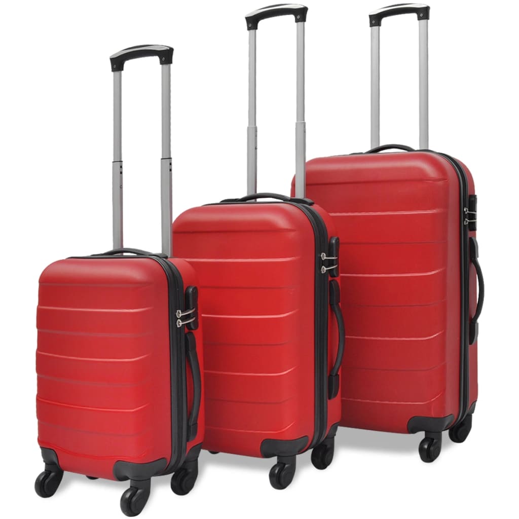 vidaXL Valise rigide 3 pièces Rouge 45,5/55/66 cm