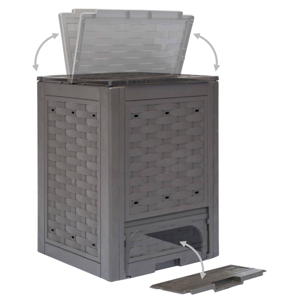 vidaXL Composteur de jardin Marron 60x60x83 cm 300 L Plastique rotin