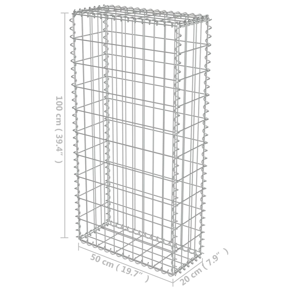 vidaXL Mur en gabion avec couvercles Acier galvanisé 50 x 20 x 100 cm