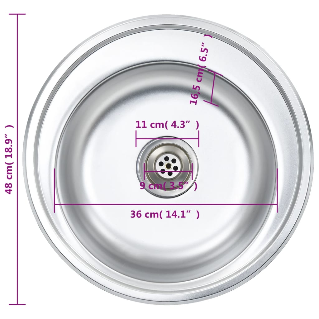 vidaXL Évier de cuisine avec crépine et piège Acier inoxydable