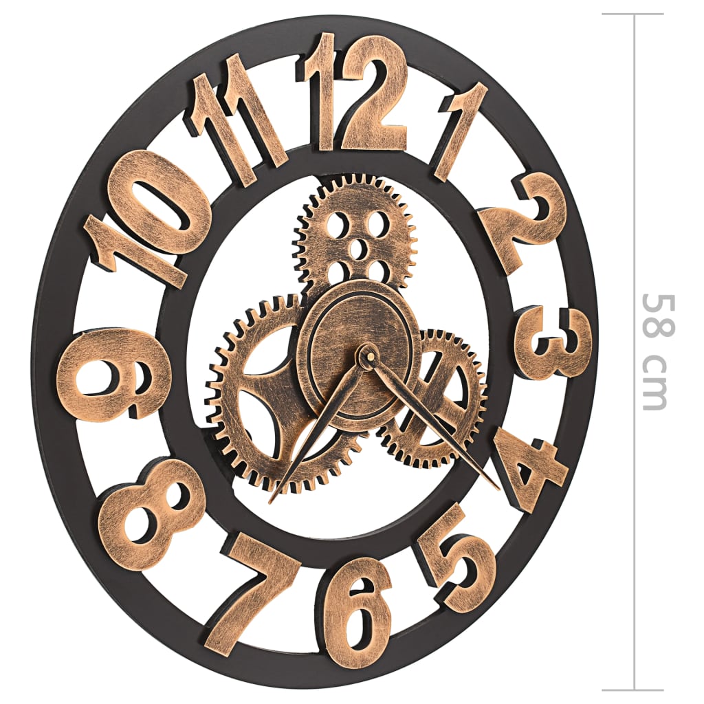 vidaXL Horloge murale Métal 58 cm Doré et noir