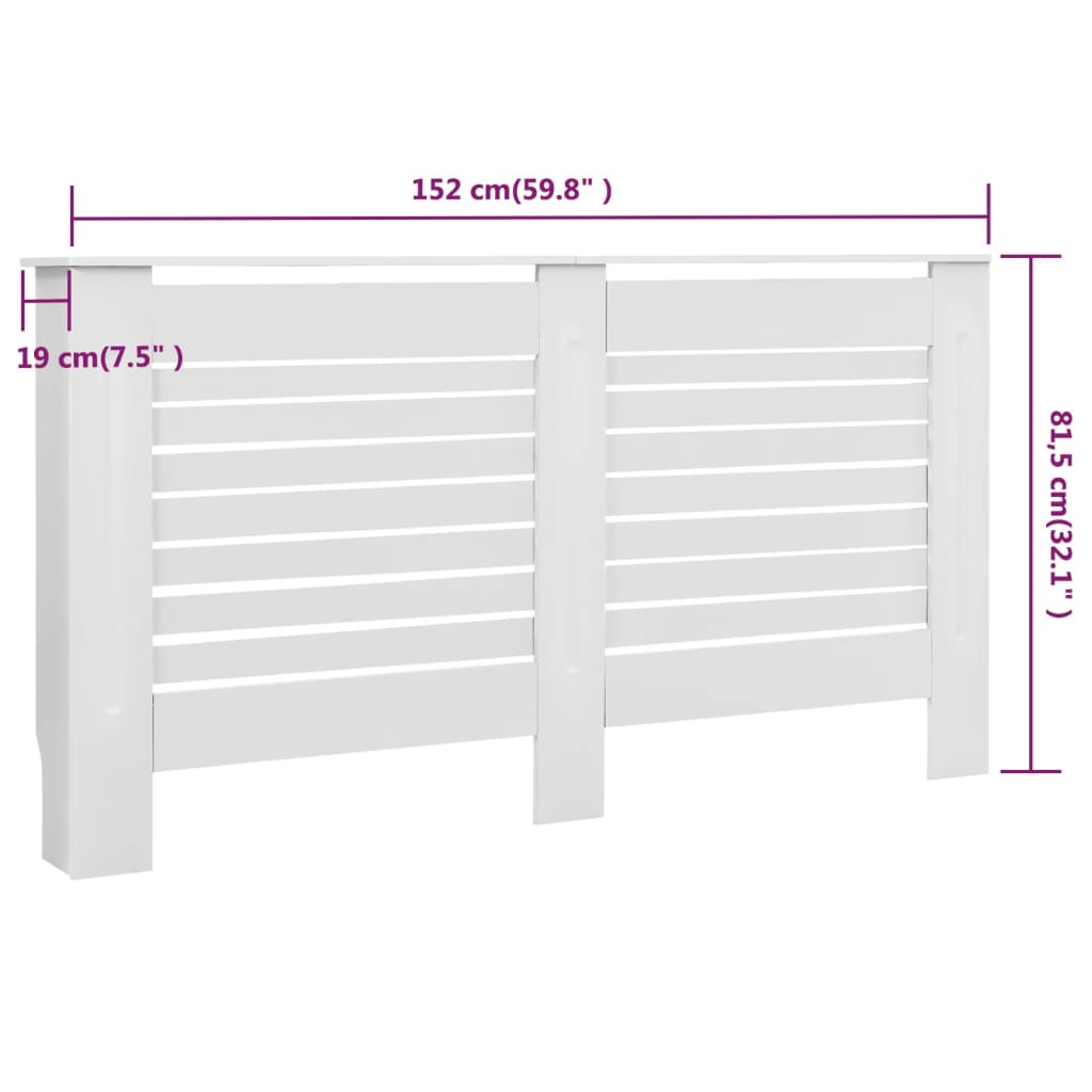vidaXL Cache-radiateur Blanc 152x19x81,5 cm MDF