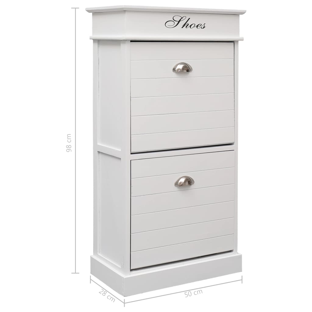 vidaXL Armoire à chaussures Blanc 50 x 28 x 98 cm Bois de Paulownia