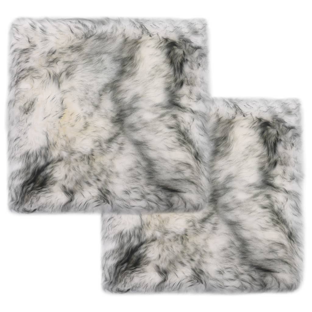 vidaXL Coussins de chaise 2 pcs Mélange de gris foncé Mouton véritable