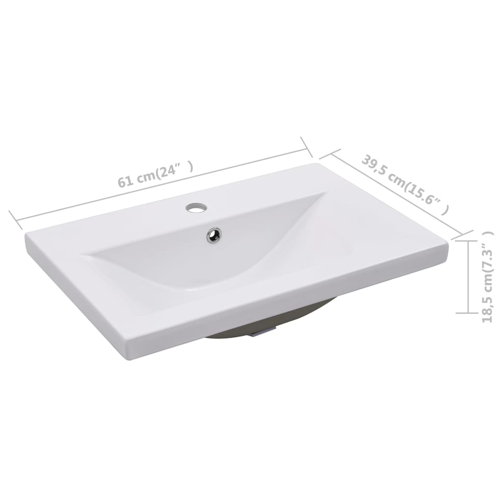 vidaXL Lavabo encastré 61 x 39,5 x 18,5 cm Céramique Blanc