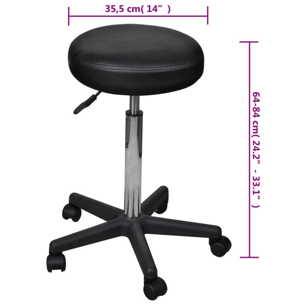 vidaXL Tabourets de bureau 2 pcs Noir 35,5x84 cm Similicuir