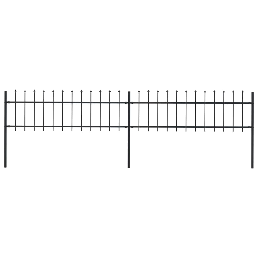 vidaXL Clôture de jardin avec dessus en lance Acier 3,4 x 0,6 m Noir