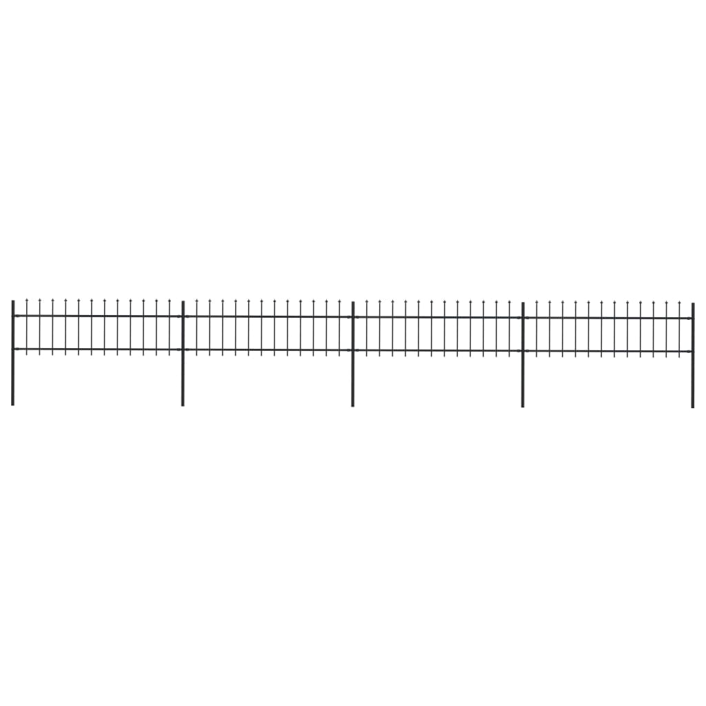 vidaXL Clôture de jardin avec dessus en lance Acier 6,8 x 0,6 m Noir