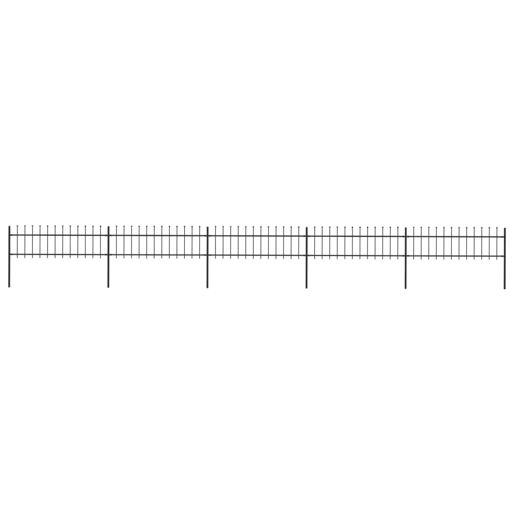 vidaXL Clôture de jardin avec dessus en lance Acier 8,5 x 0,6 m Noir
