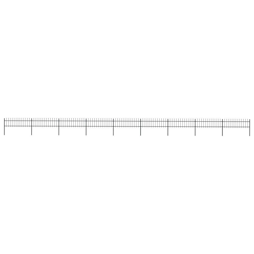 vidaXL Clôture de jardin avec dessus en lance Acier 15,3 x 0,6 m Noir