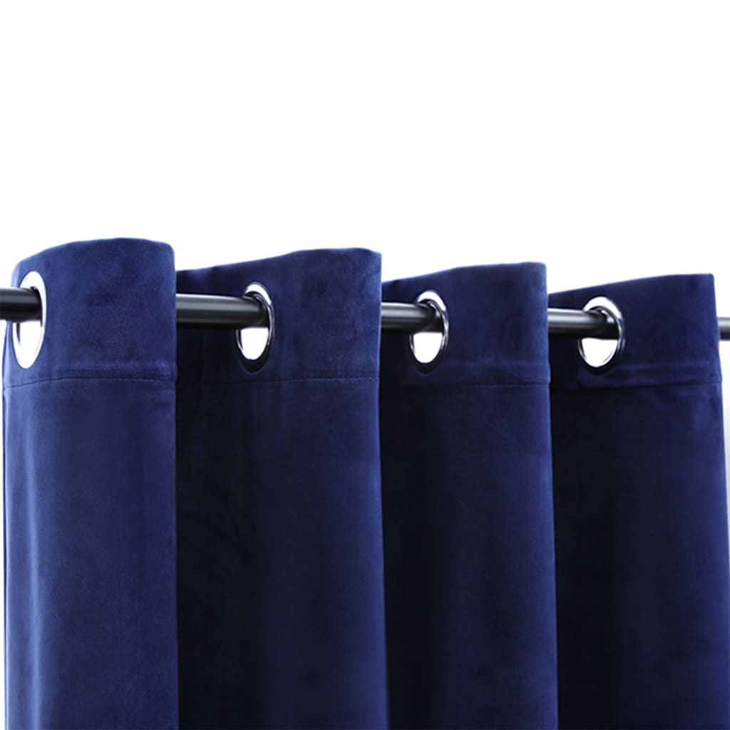 vidaXL Rideau occultant et anneaux Velours Bleu foncé 290x245 cm
