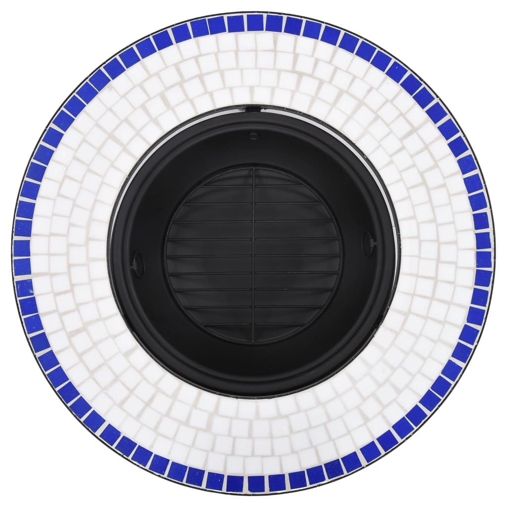 vidaXL Foyer mosaïque Bleu et blanc 68 cm Céramique