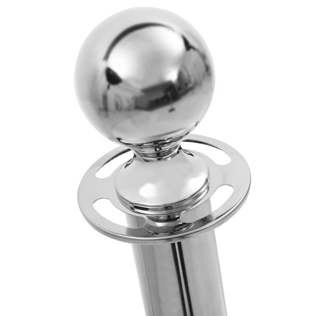vidaXL Jeu de barrières de file d'attente VIP 3 pcs Inox Argenté