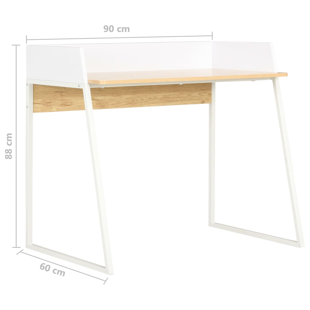 vidaXL Bureau Blanc et chêne 90 x 60 x 88 cm