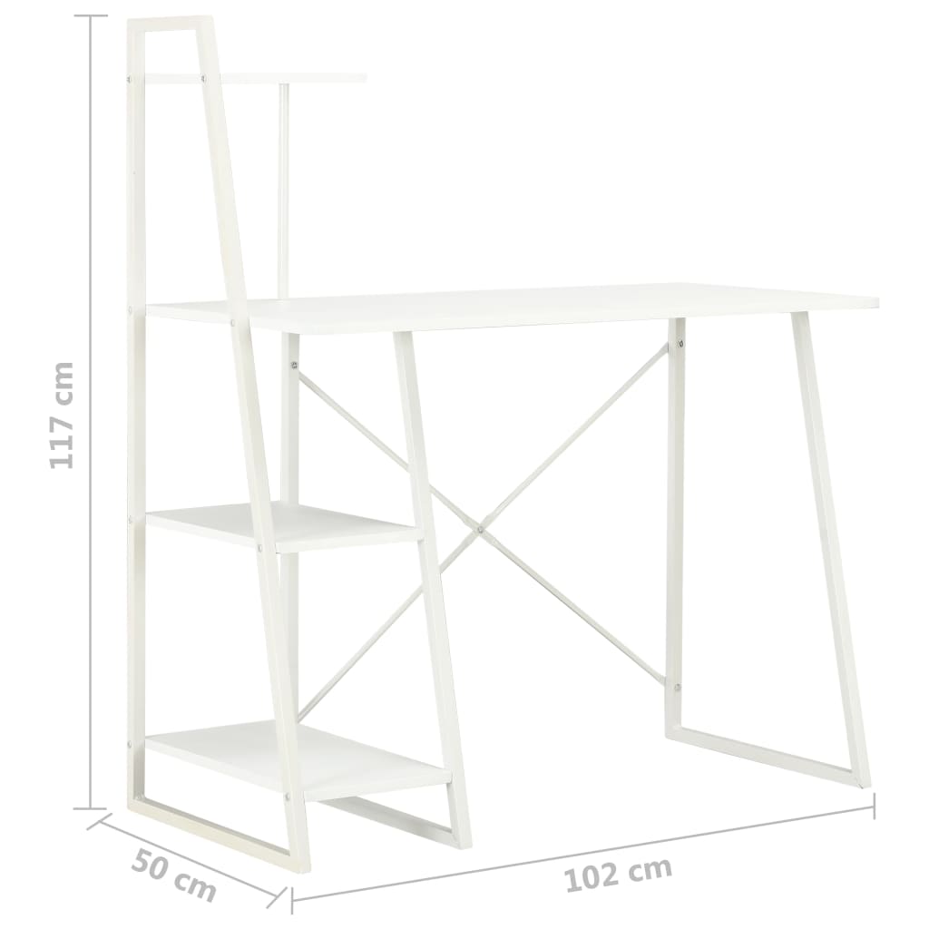 vidaXL Bureau avec étagère Blanc 102x50x117 cm