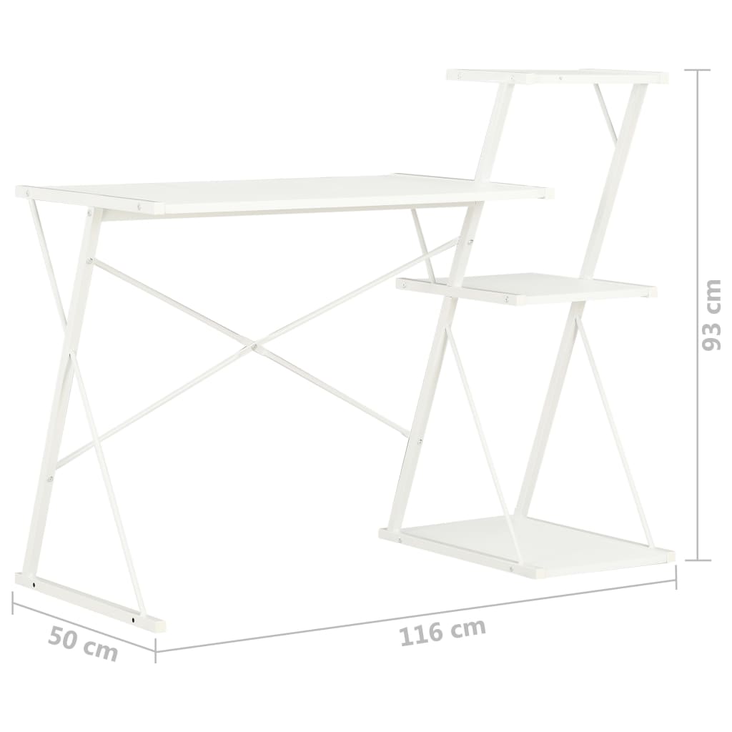vidaXL Bureau avec étagère Blanc 116x50x93 cm