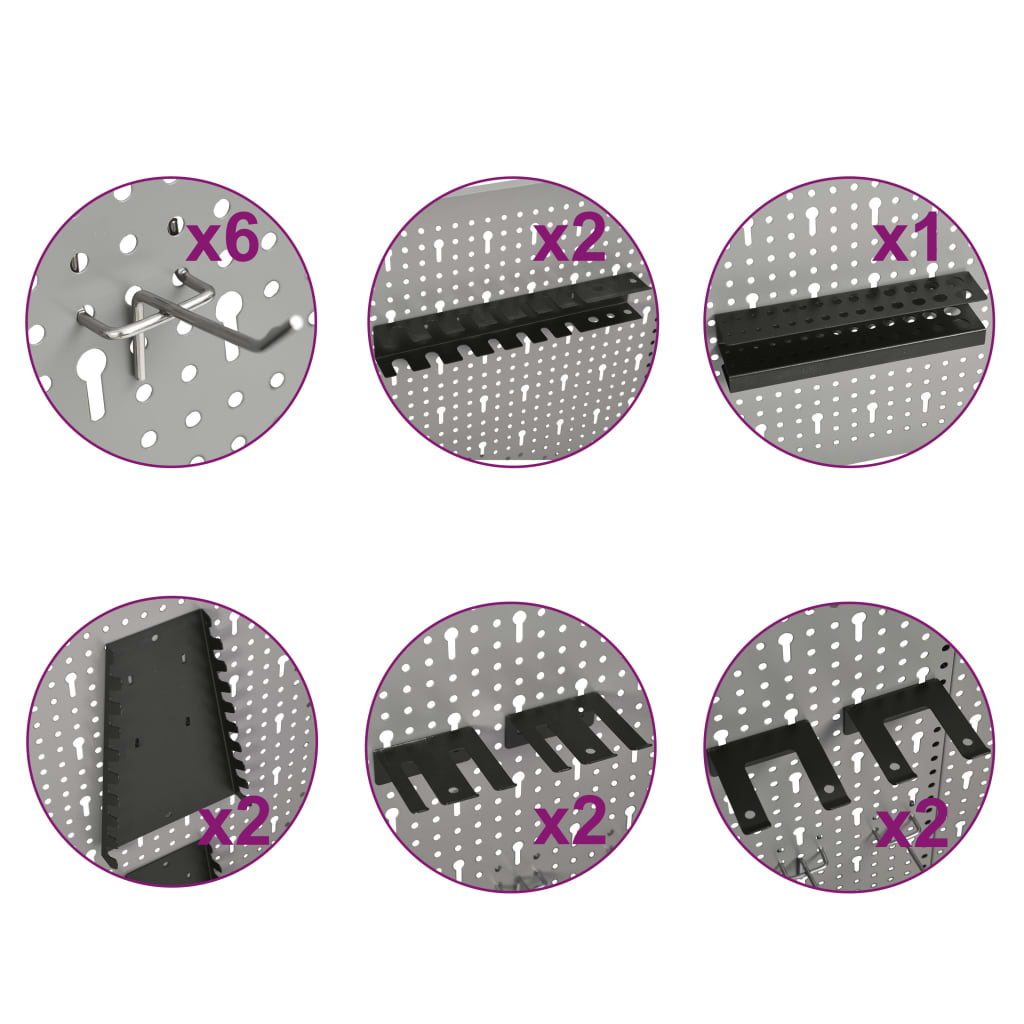 vidaXL Panneaux perforés muraux 3 pcs 40x58 cm Acier