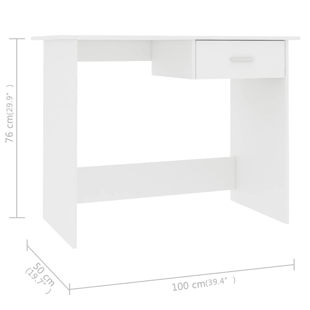 vidaXL Bureau Blanc 100 x 50 x 76 cm Bois d'ingénierie
