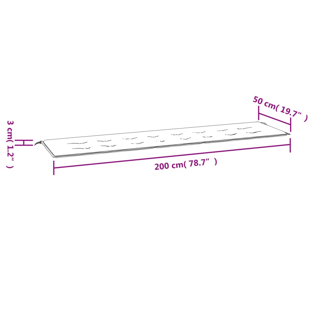 vidaXL Coussin de banc de jardin crème 200x50x3 cm tissu oxford
