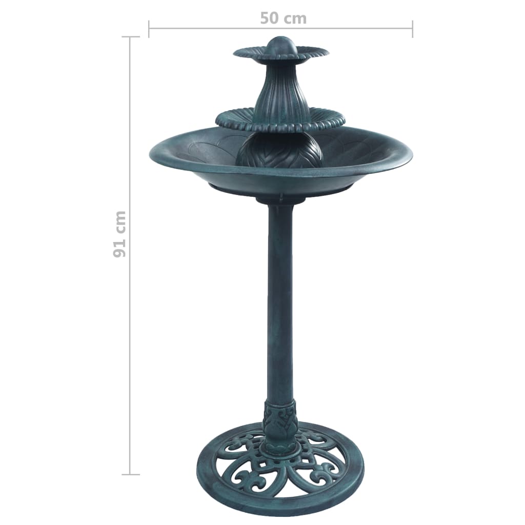 vidaXL Bain pour oiseaux avec fontaine Vert 50x91 cm Plastique