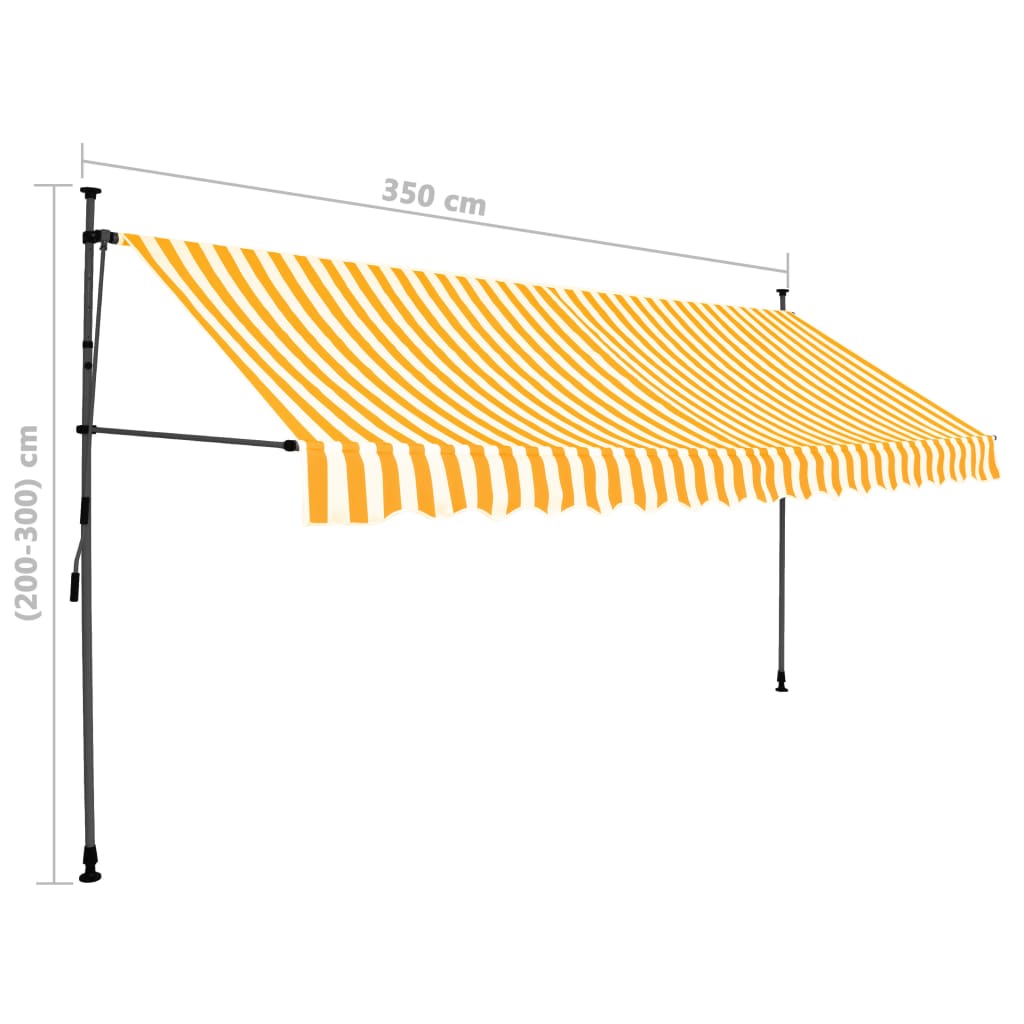 vidaXL Auvent manuel rétractable avec LED 350 cm Blanc et orange