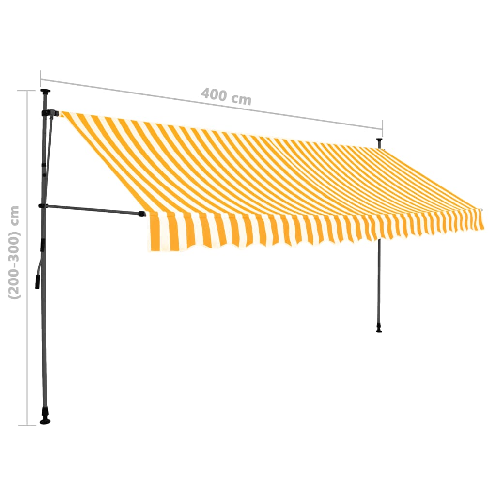 vidaXL Auvent manuel rétractable avec LED 400 cm Blanc et orange