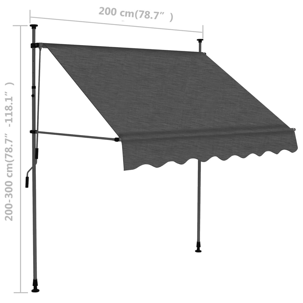 vidaXL Auvent manuel rétractable avec LED 200 cm Anthracite