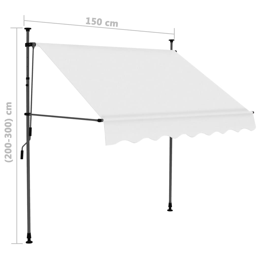 vidaXL Auvent manuel rétractable avec LED 150 cm Crème